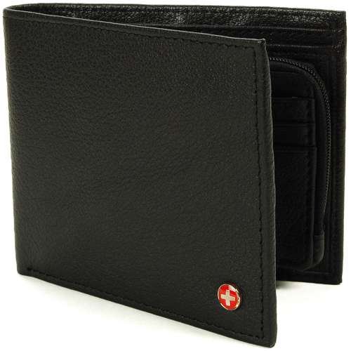 Alpine Swiss Mens Leather Wallet Zipper Coin Pocket 2 Billfold Multi Card Bifold Best Deals in USA